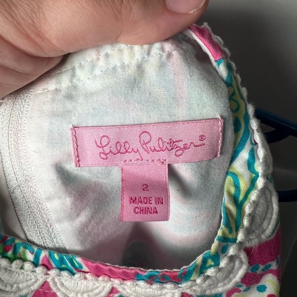 Lilly Pulitzer Tropical Coastal Pink Green Teal Pattern Shift Dress w Ties Sz 2 - Picture 4 of 7